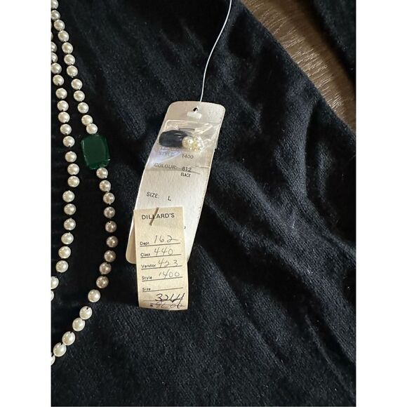 Vtg 90s Outlander Women’s Black Angora Rabbit Hair and Silk Blend Jewels Beads L - Picture 6 of 11